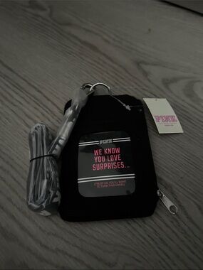 PINK Victoria's Secret Black Wristlet Clutch with Pink Logo Text